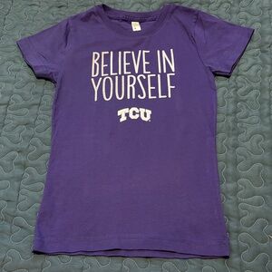 Purple and White Girls Size Medium Short Sleeve TCU Collegiate Tee